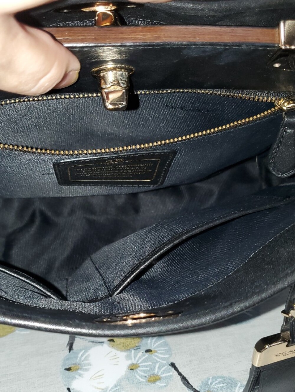 COACH Gramercy Black Leather Satchel Bag - Picture 13 of 17